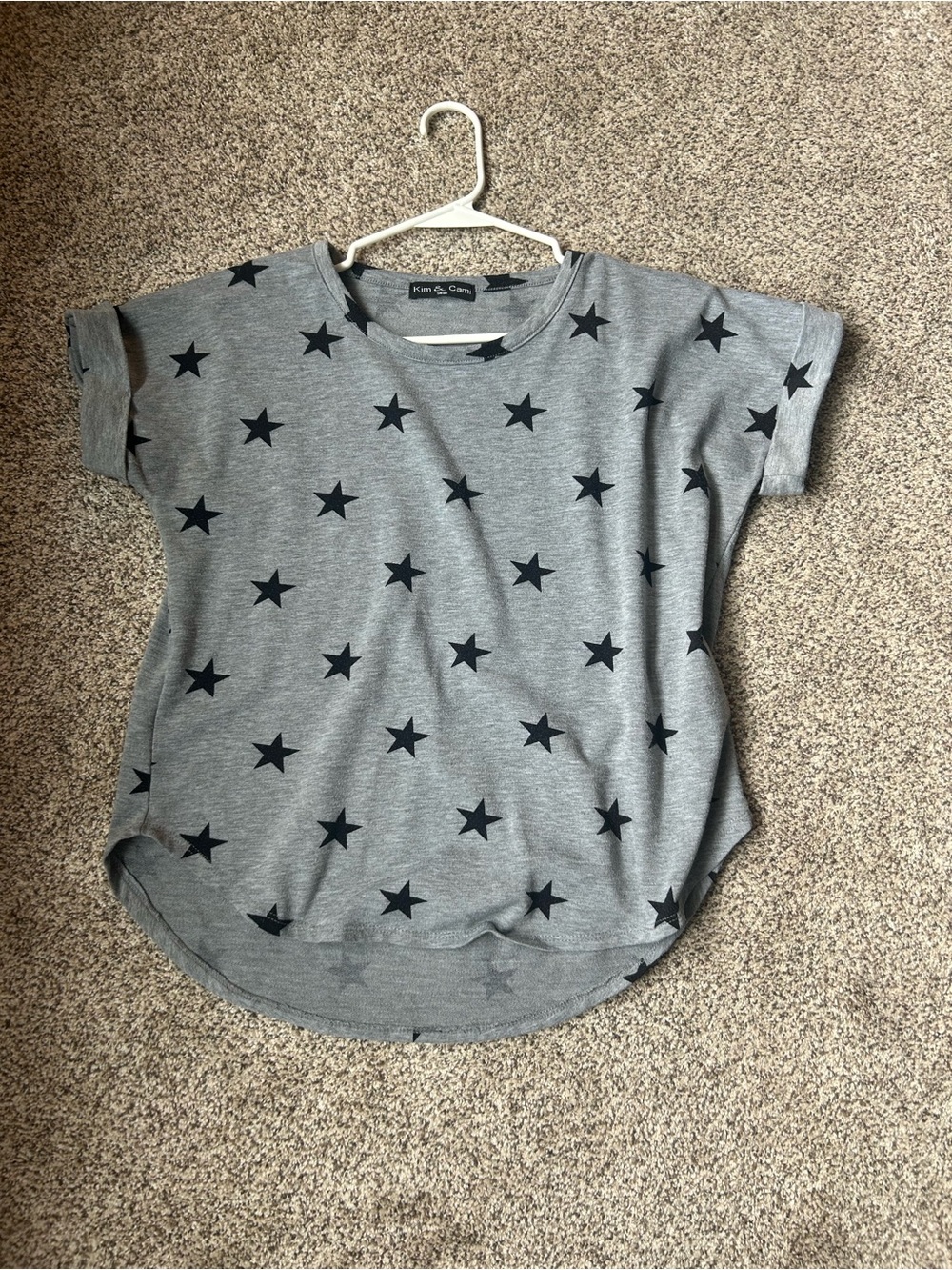 Kim & Cami Gray Tee with Black Star Print
